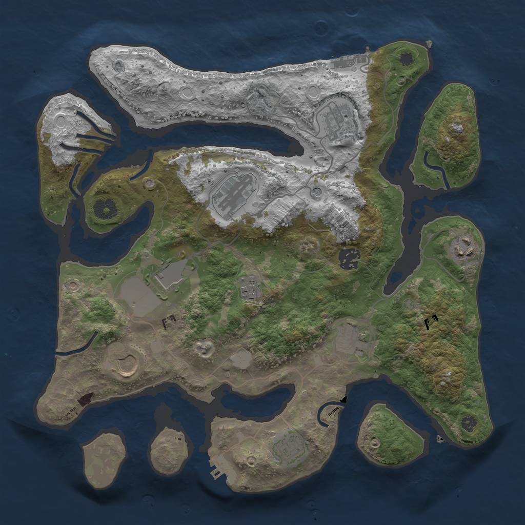Rust Map: Procedural Map, Size: 3500, Seed: 25675, 17 Monuments