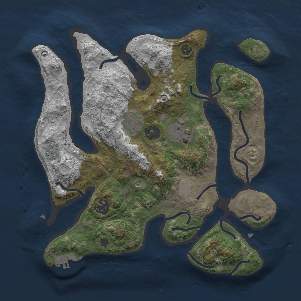 Rust Map: Procedural Map, Size: 3000, Seed: 731740, 11 Monuments