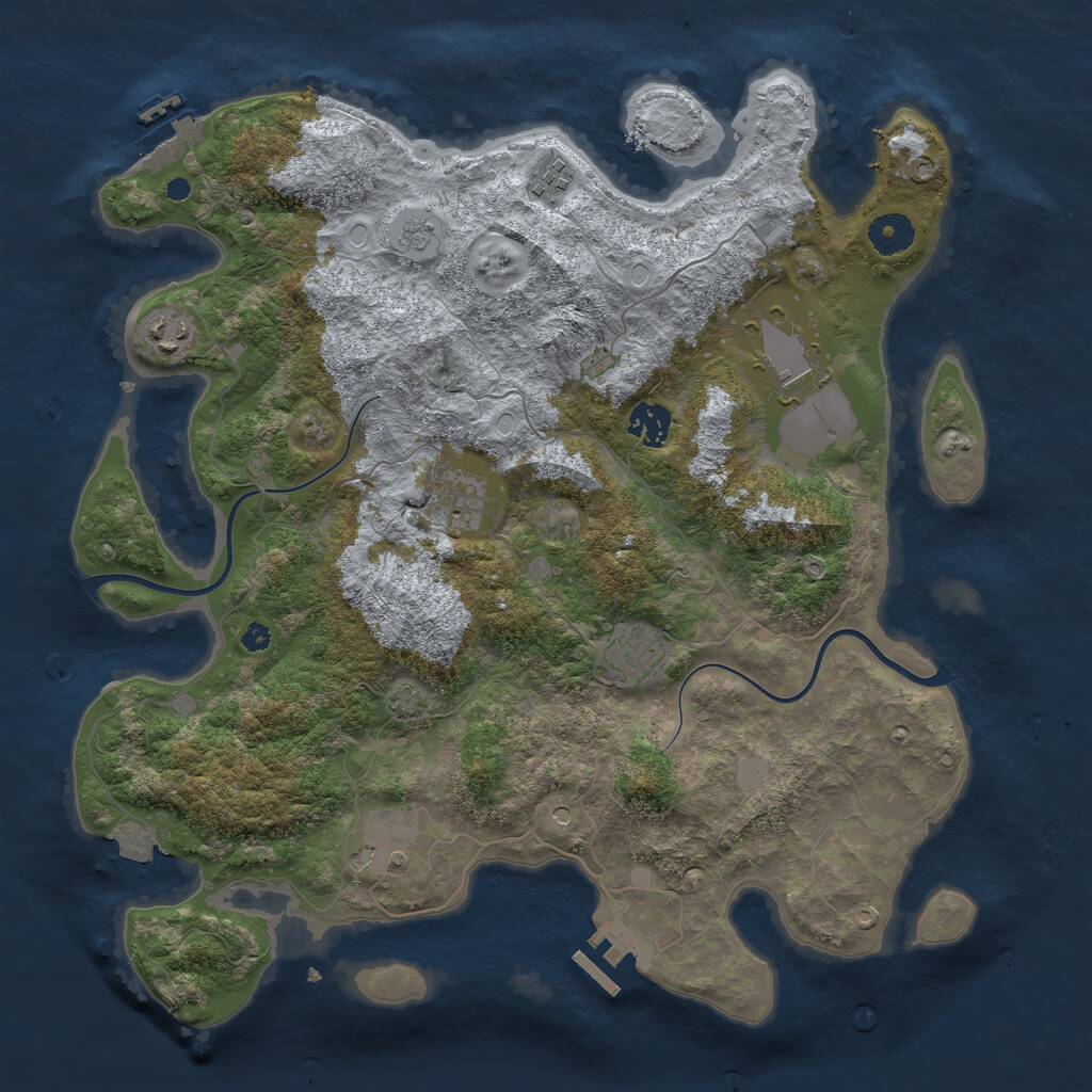 Rust Map: Procedural Map, Size: 3800, Seed: 1704031433, 13 Monuments