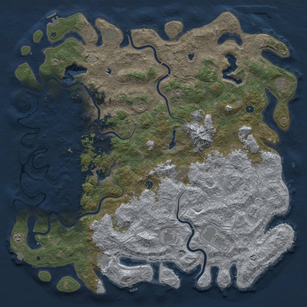 Rust Map: Procedural Map, Size: 6000, Seed: 305948412, 17 Monuments