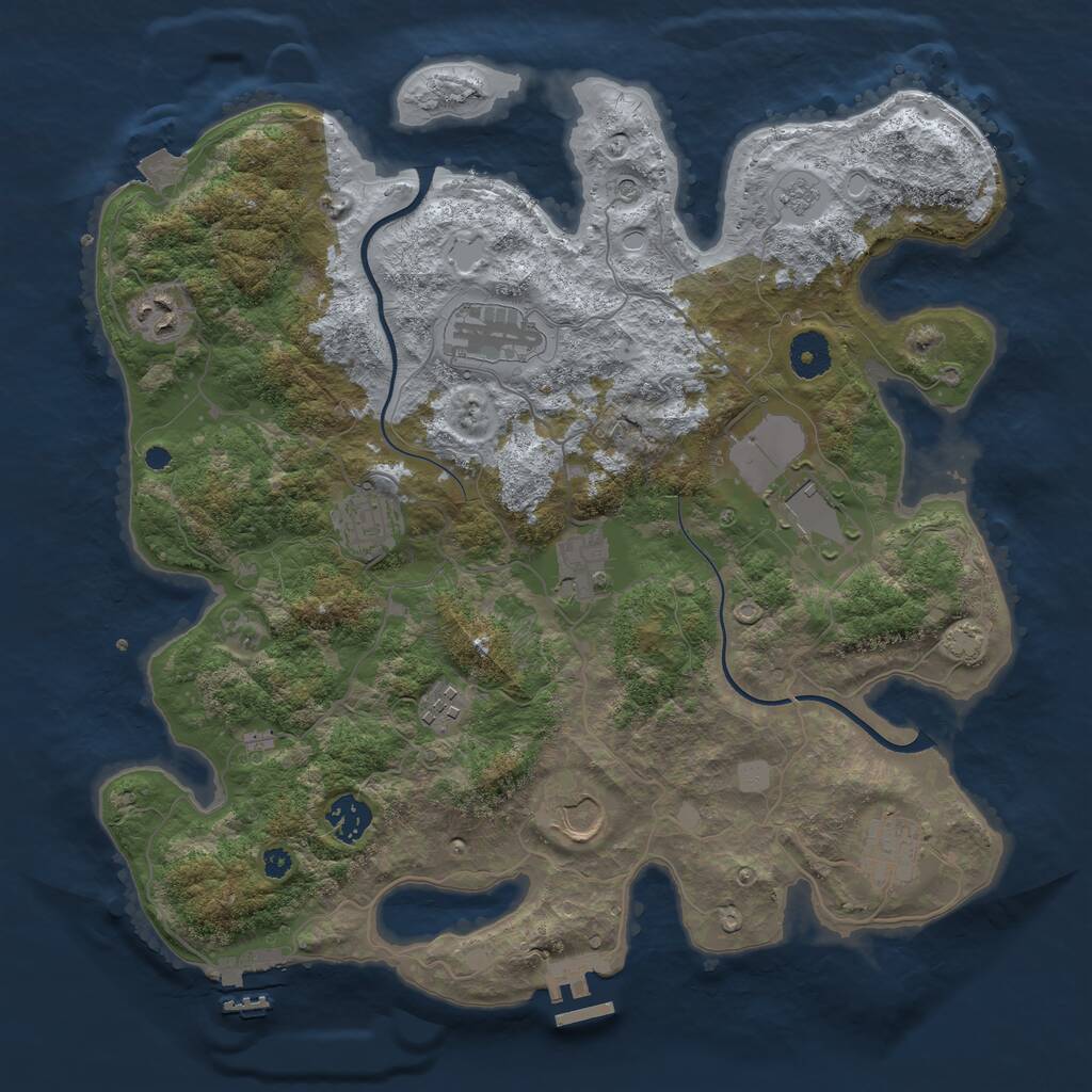 Rust Map: Procedural Map, Size: 3700, Seed: 1613702333, 15 Monuments