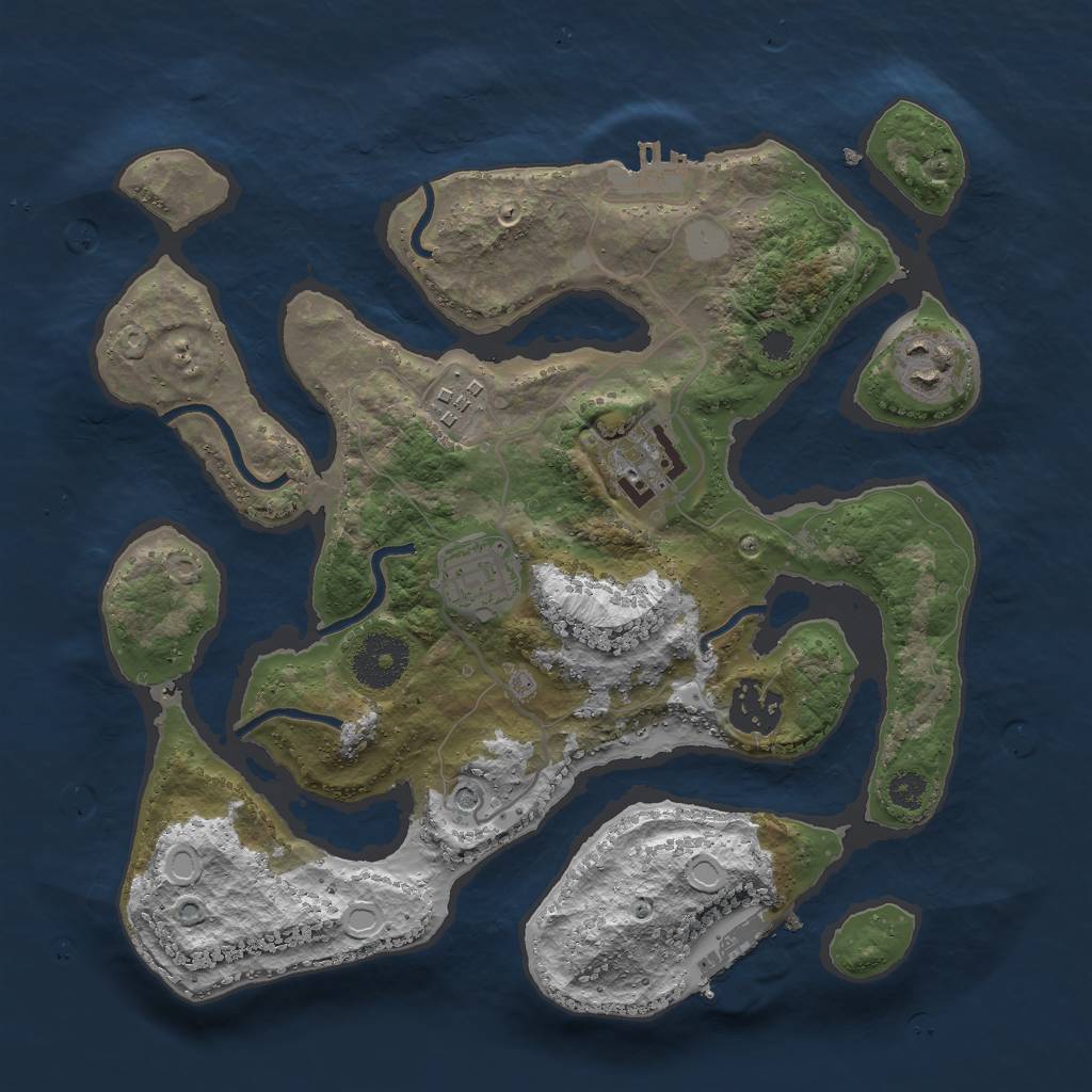 Rust Map: Procedural Map, Size: 3000, Seed: 1282619880, 13 Monuments