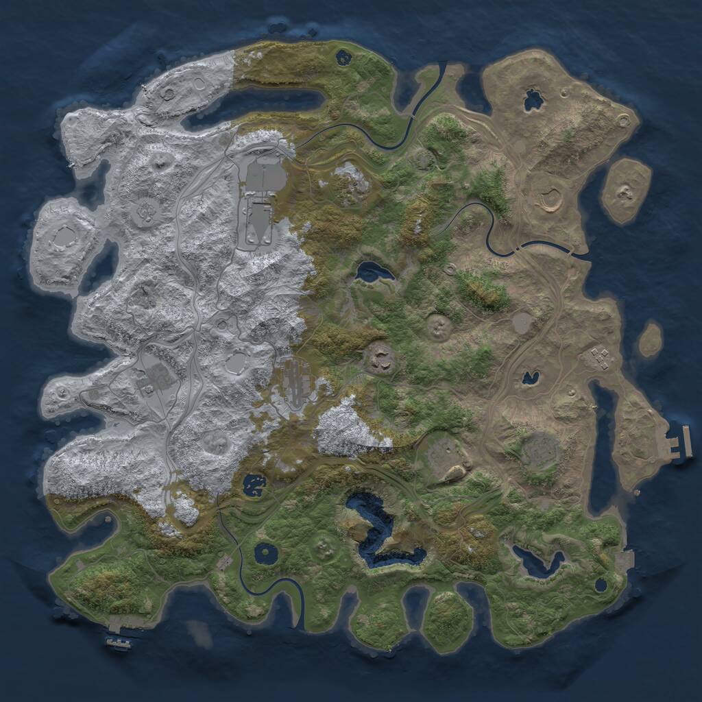 Rust Map: Procedural Map, Size: 4500, Seed: 483223626, 16 Monuments
