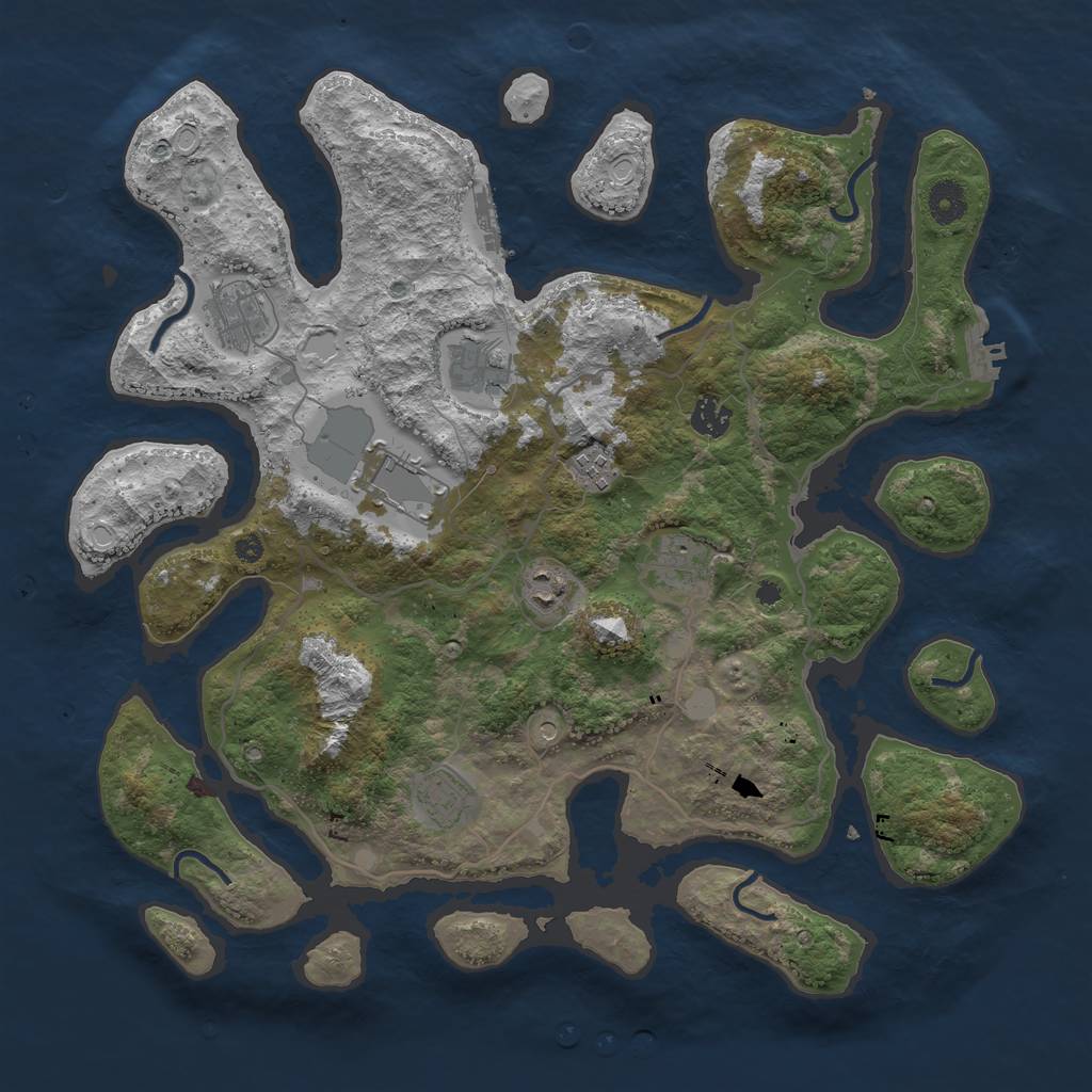 Rust Map: Procedural Map, Size: 4000, Seed: 1191890988, 16 Monuments