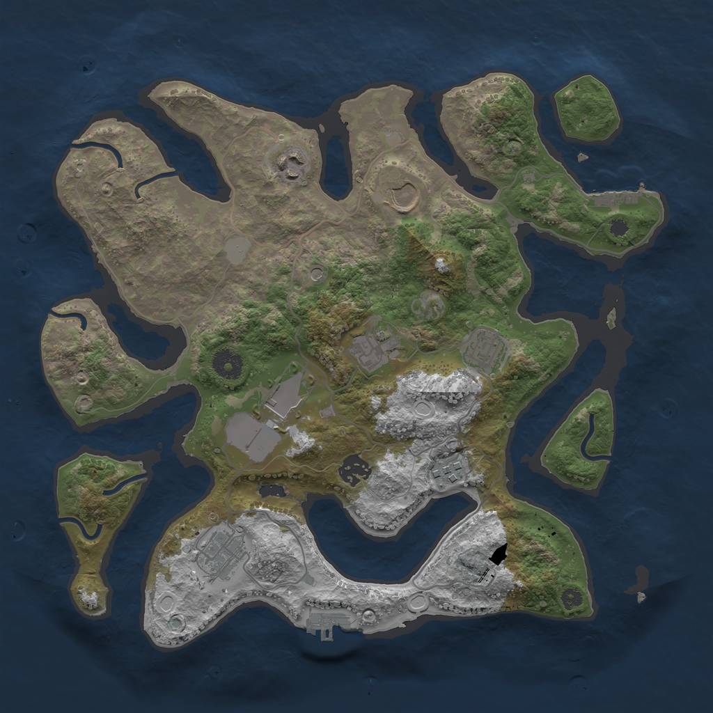 Rust Map: Procedural Map, Size: 3550, Seed: 47476, 16 Monuments