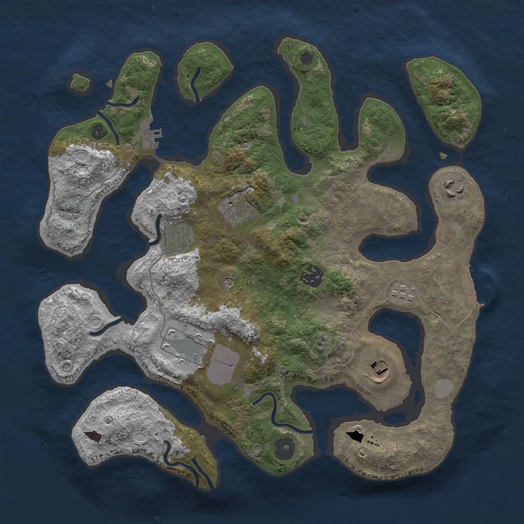 Rust Map: Procedural Map, Size: 3550, Seed: 328119, 15 Monuments