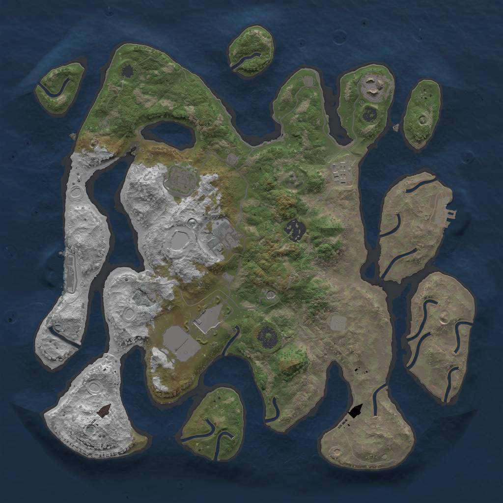 Rust Map: Procedural Map, Size: 3550, Seed: 825181, 14 Monuments