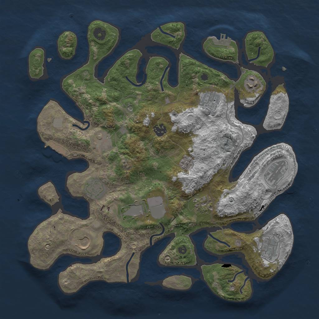 Rust Map: Procedural Map, Size: 3800, Seed: 274608988, 19 Monuments
