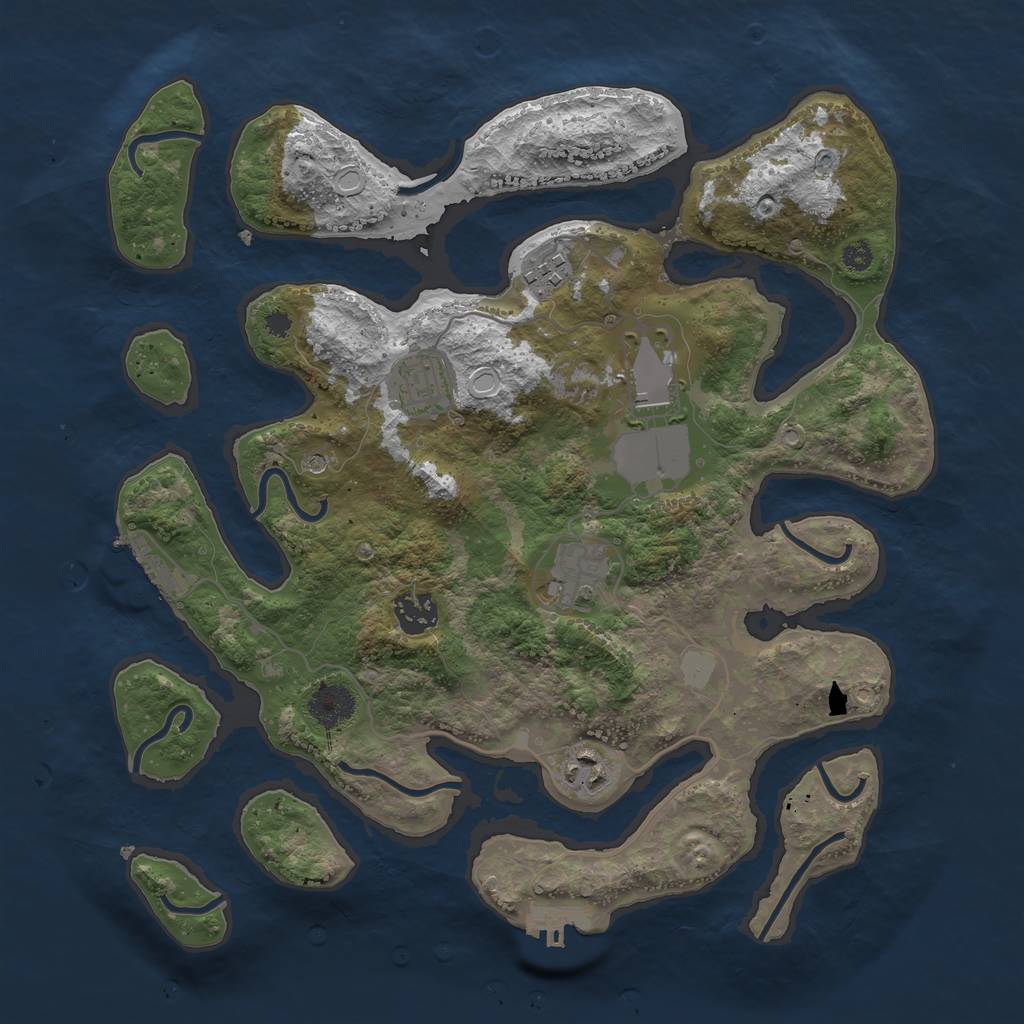 Rust Map: Procedural Map, Size: 3500, Seed: 145543243, 14 Monuments