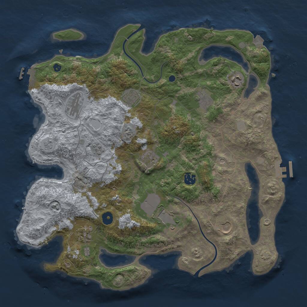 Rust Map: Procedural Map, Size: 3850, Seed: 1015485697, 16 Monuments