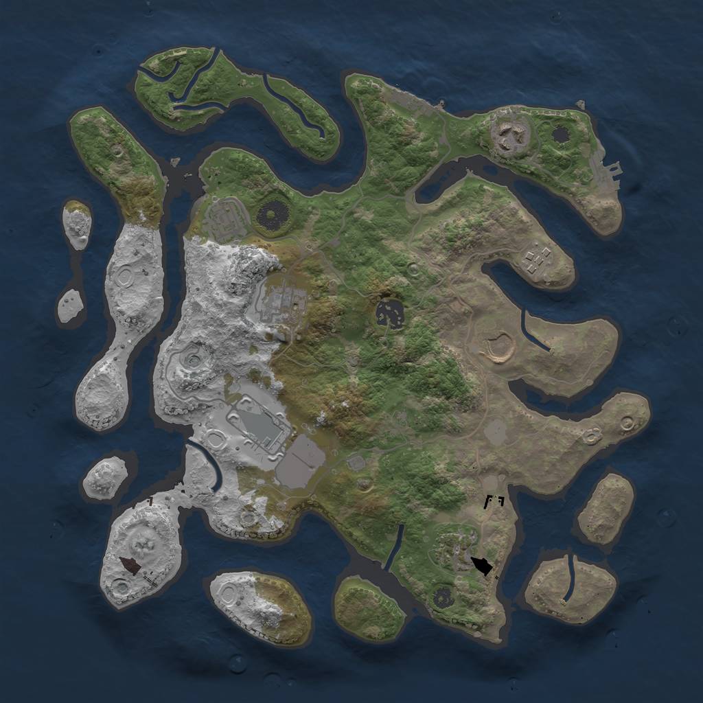 Rust Map: Procedural Map, Size: 3500, Seed: 3603, 16 Monuments