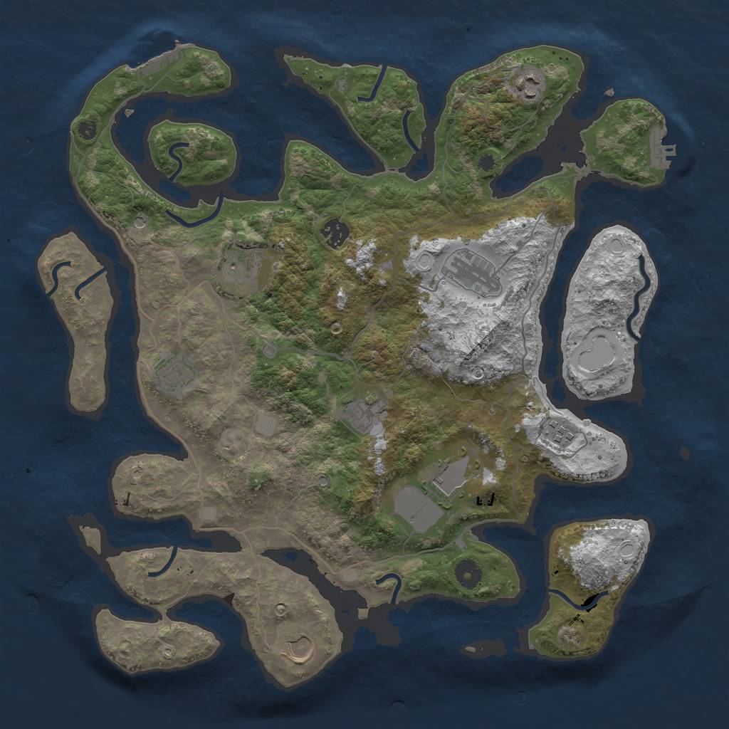 Rust Map: Procedural Map, Size: 4000, Seed: 839733542, 17 Monuments