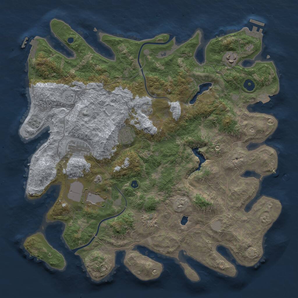Rust Map: Procedural Map, Size: 4000, Seed: 55658741, 12 Monuments