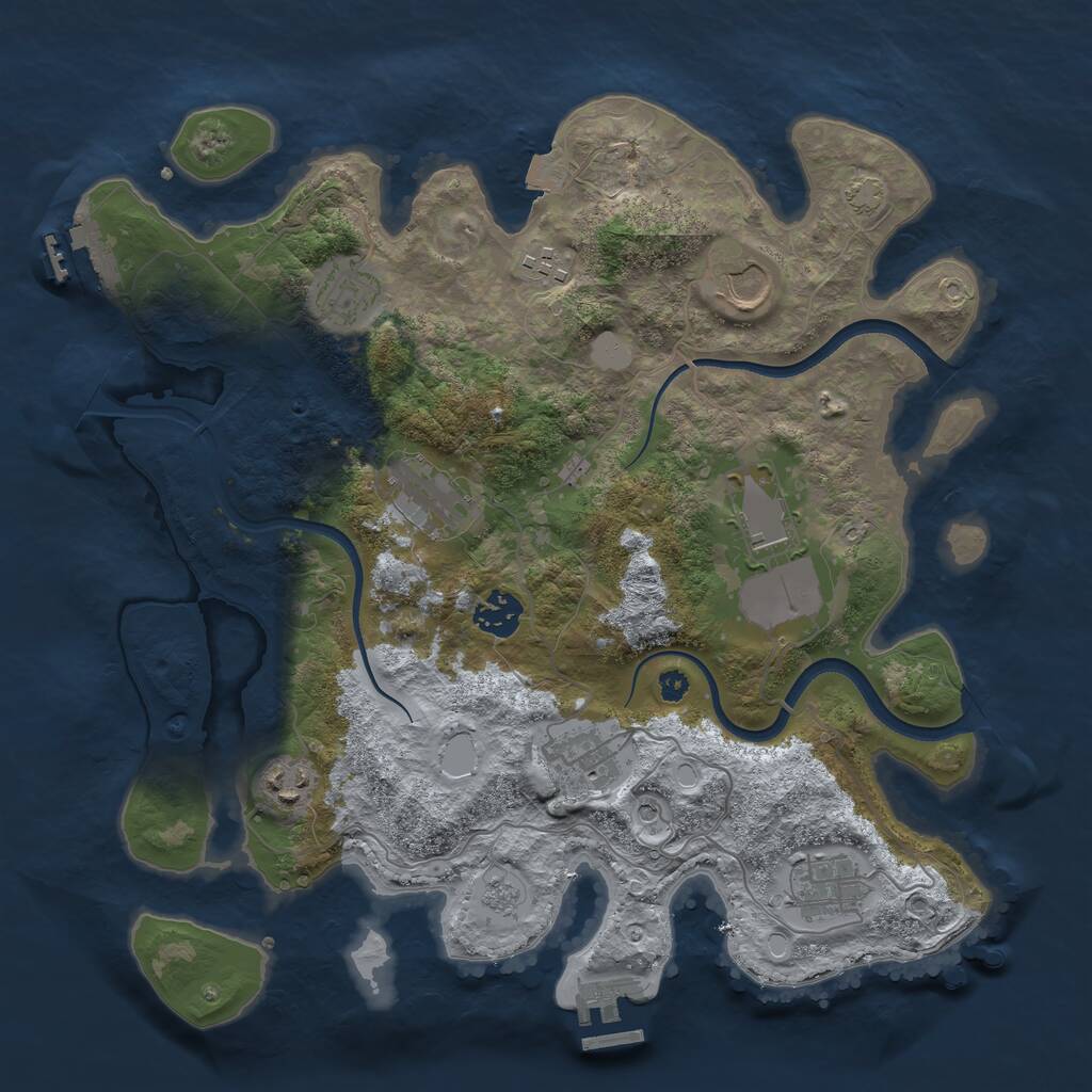 Rust Map: Procedural Map, Size: 3550, Seed: 814309, 15 Monuments