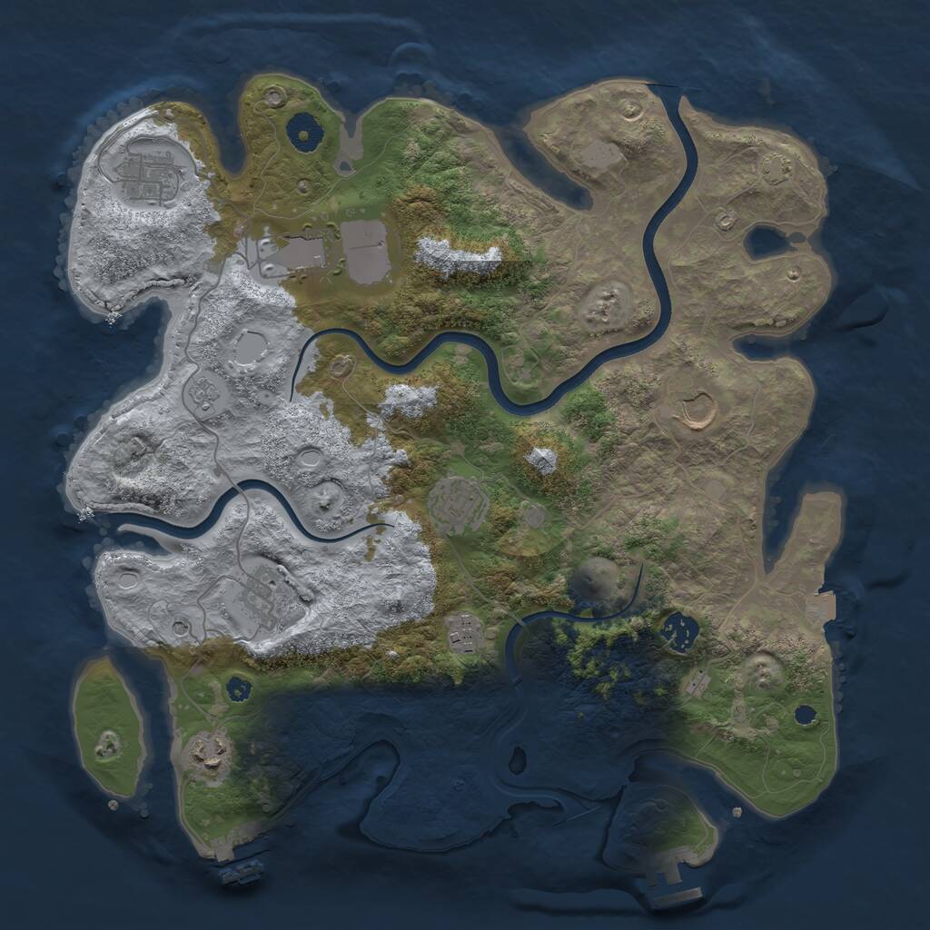 Rust Map: Procedural Map, Size: 3750, Seed: 44444453, 14 Monuments