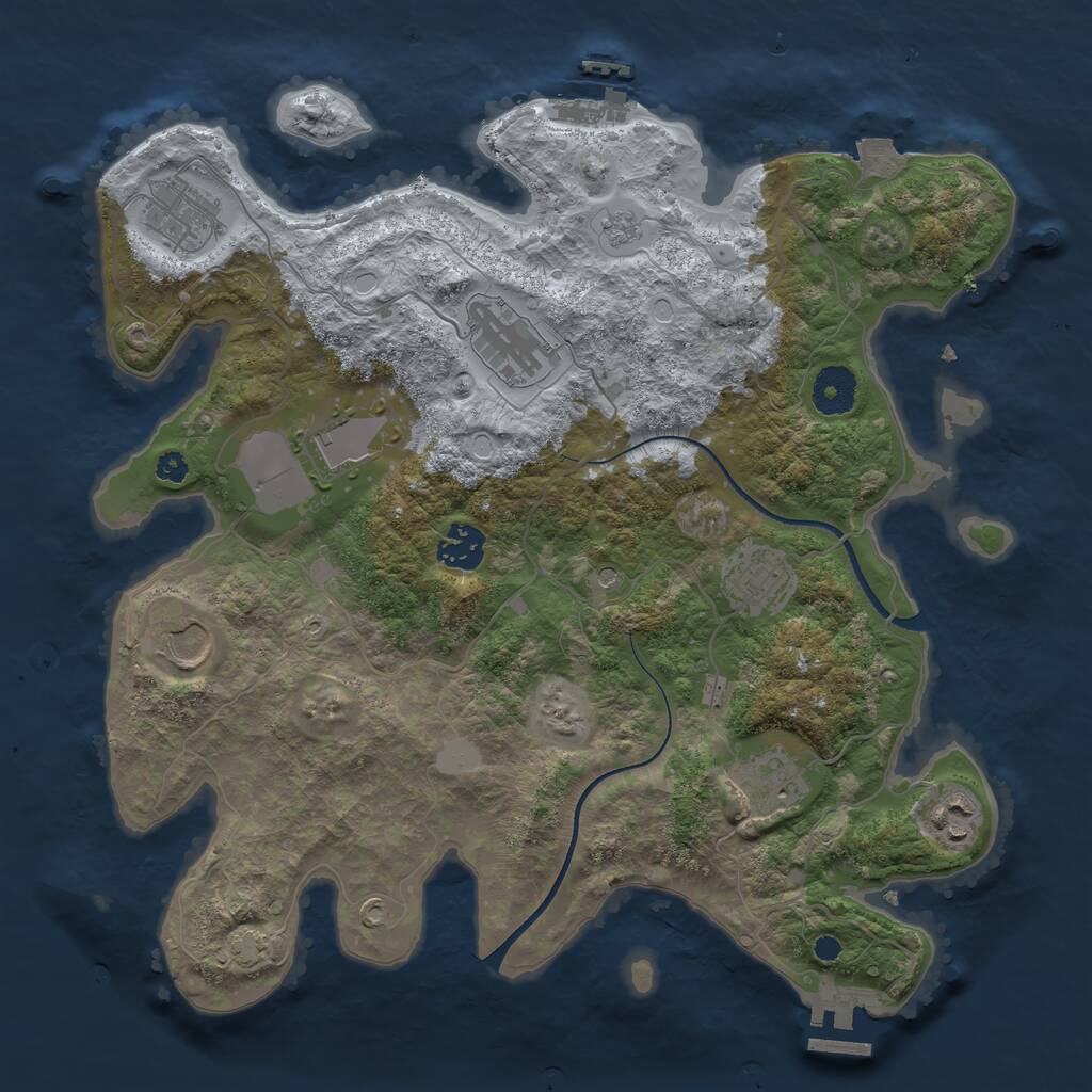 Rust Map: Procedural Map, Size: 3500, Seed: 1922605857, 14 Monuments