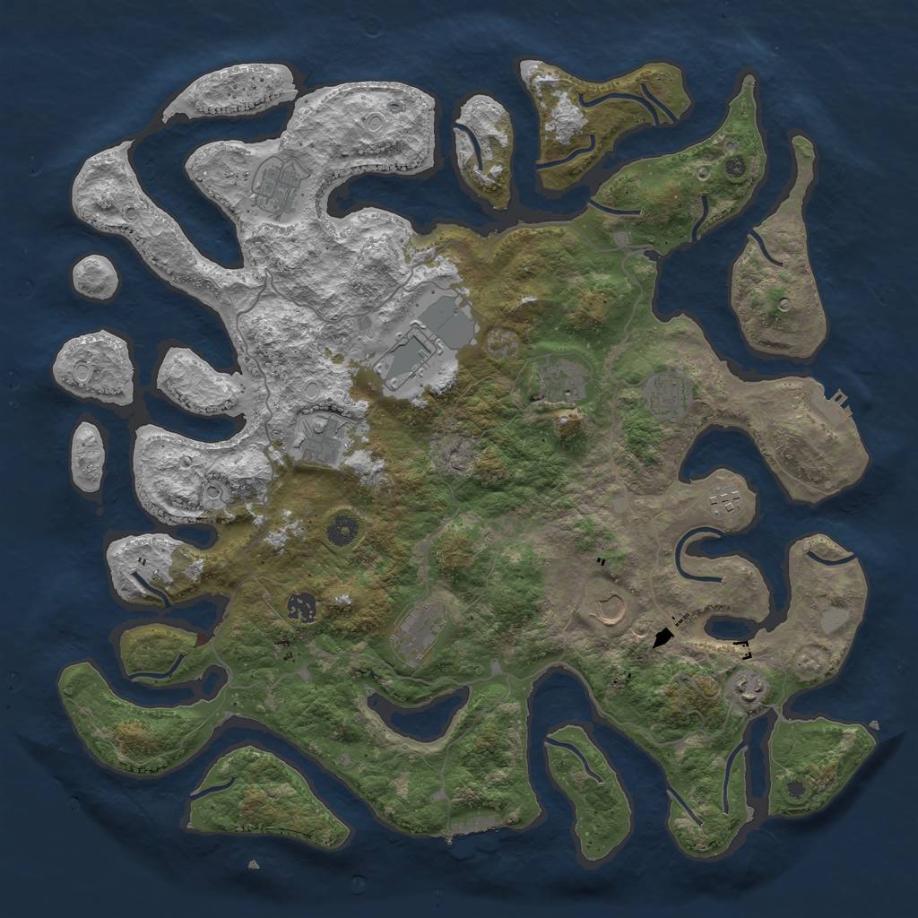 Rust Map: Procedural Map, Size: 4500, Seed: 1457951721, 18 Monuments