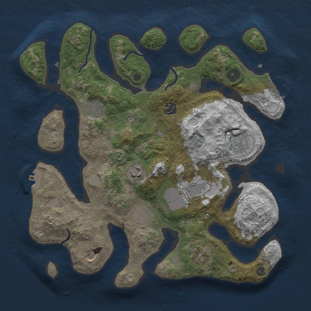 Rust Map: Procedural Map, Size: 3550, Seed: 907707, 17 Monuments