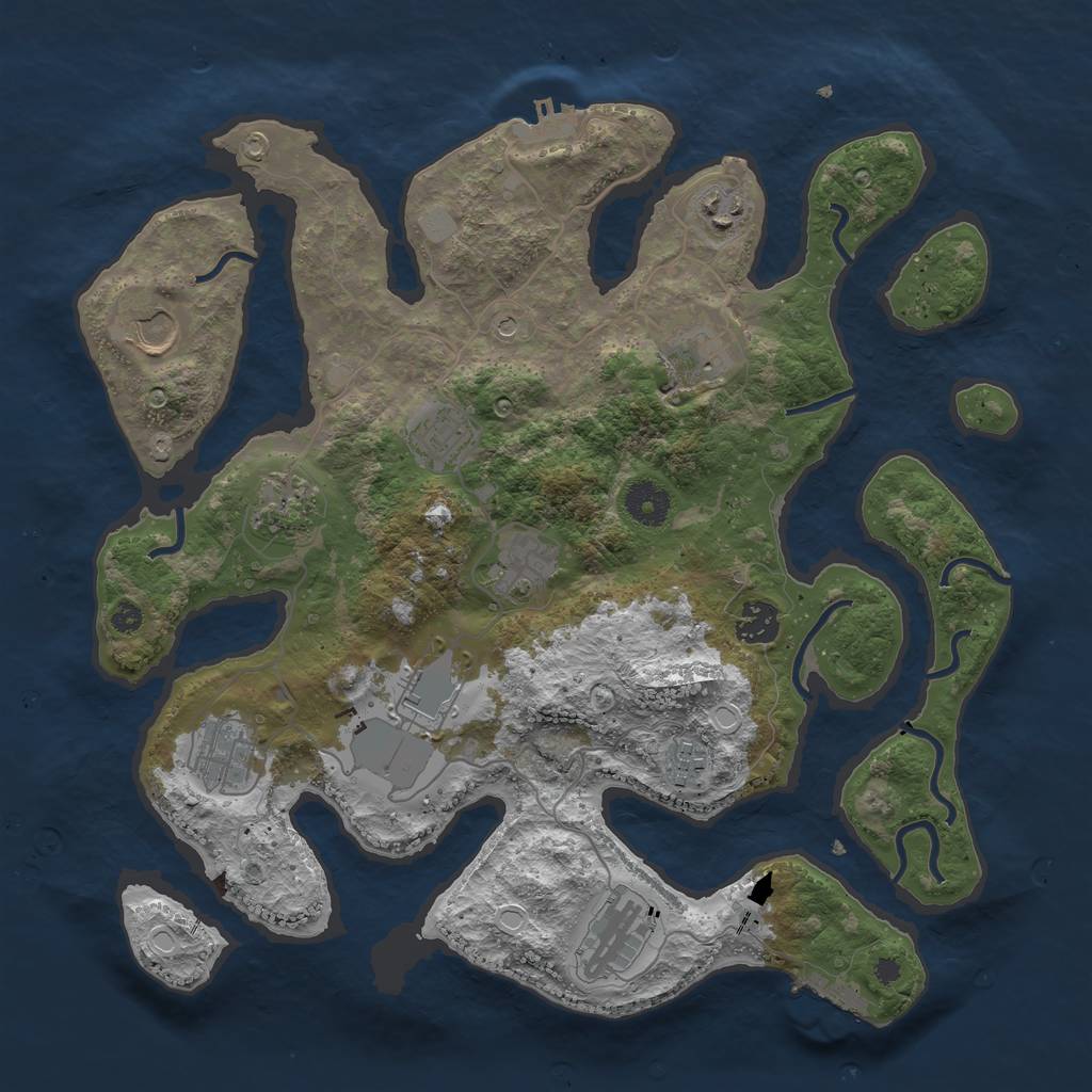Rust Map: Procedural Map, Size: 3700, Seed: 330492046, 19 Monuments