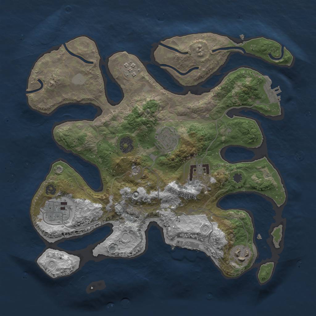 Rust Map: Procedural Map, Size: 3000, Seed: 274923, 13 Monuments