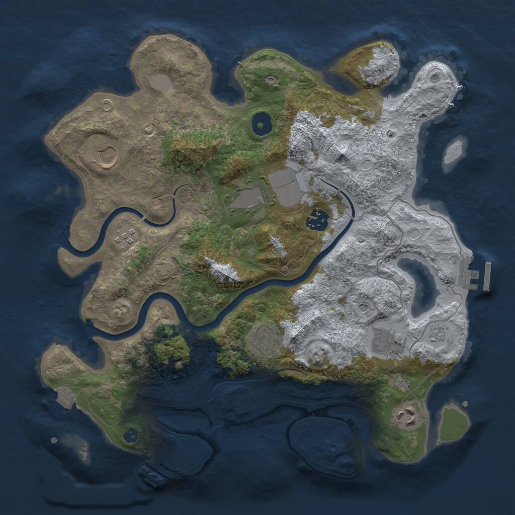 Rust Map: Procedural Map, Size: 3500, Seed: 1615840135, 13 Monuments