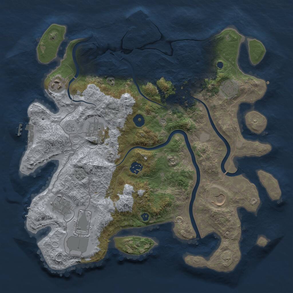 Rust Map: Procedural Map, Size: 3700, Seed: 513135167, 14 Monuments