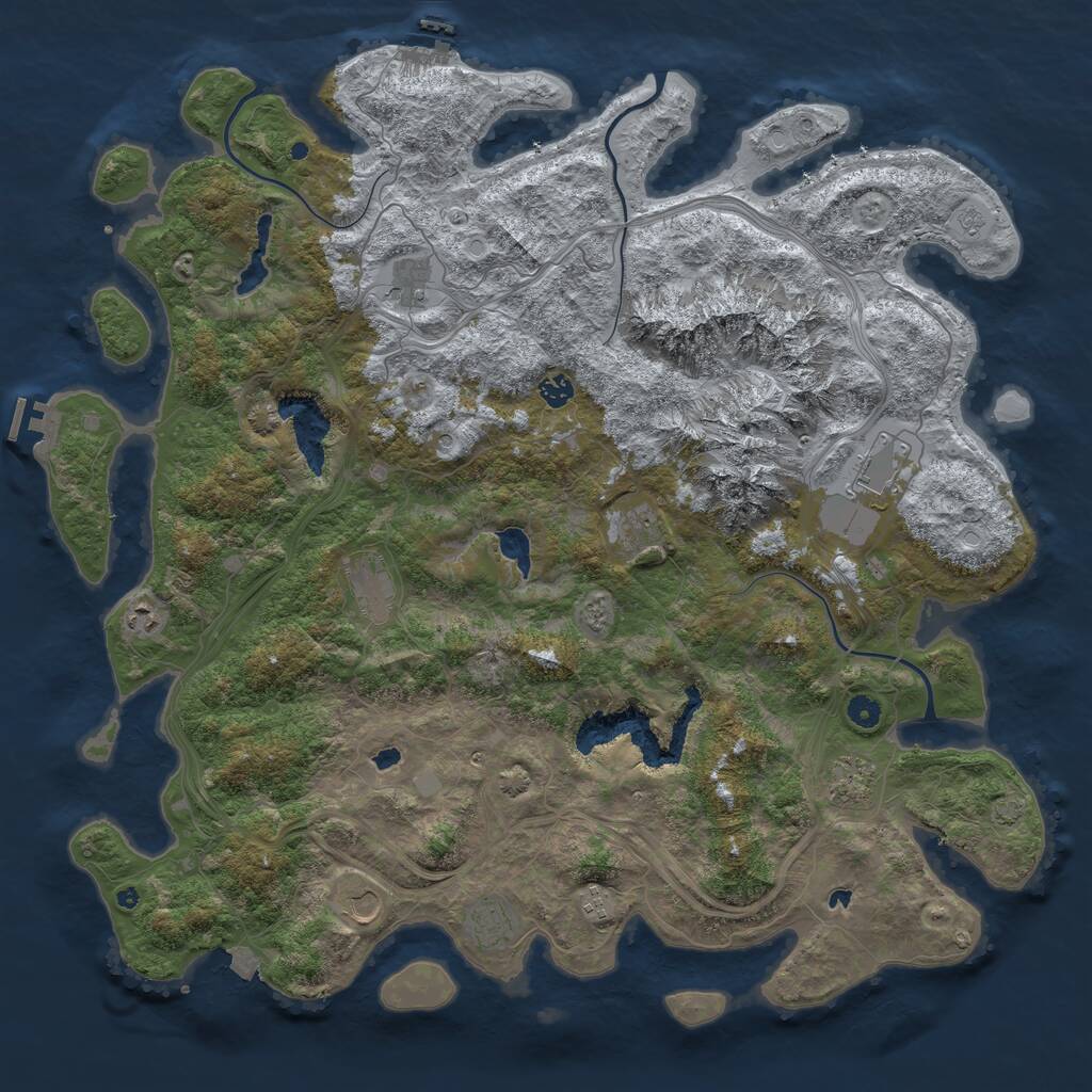 Rust Map: Procedural Map, Size: 5000, Seed: 1237567, 16 Monuments