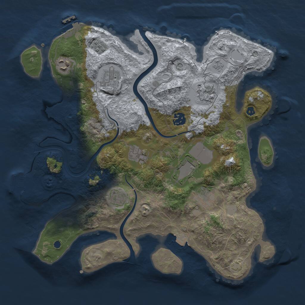Rust Map: Procedural Map, Size: 3500, Seed: 34445, 15 Monuments