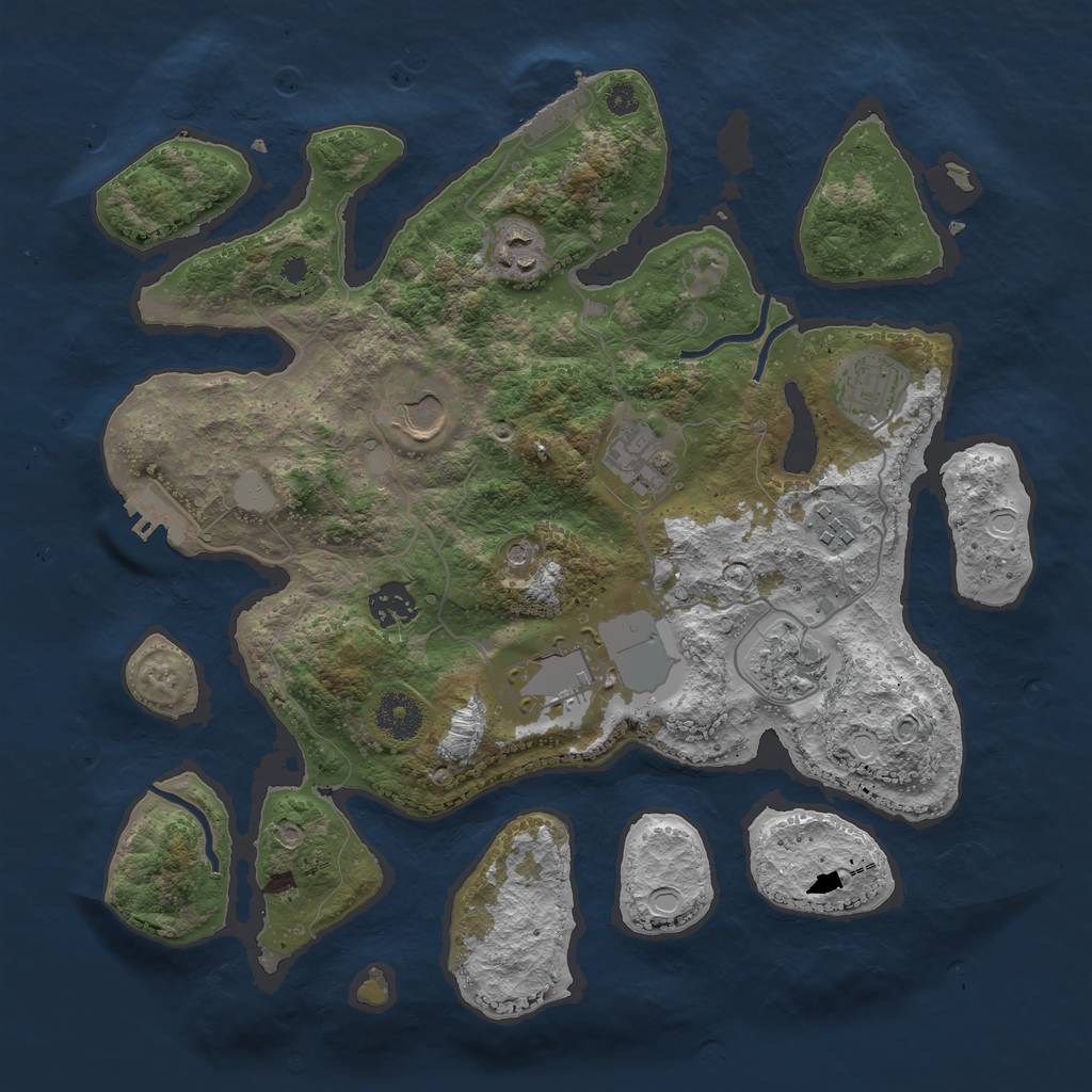 Rust Map: Procedural Map, Size: 3550, Seed: 523070, 16 Monuments