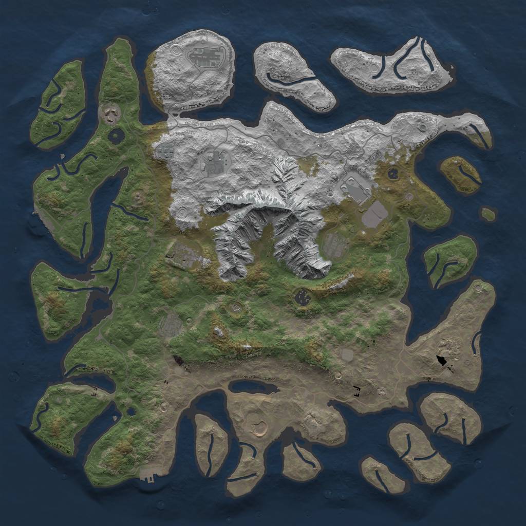 Rust Map: Procedural Map, Size: 5100, Seed: 774803854, 19 Monuments