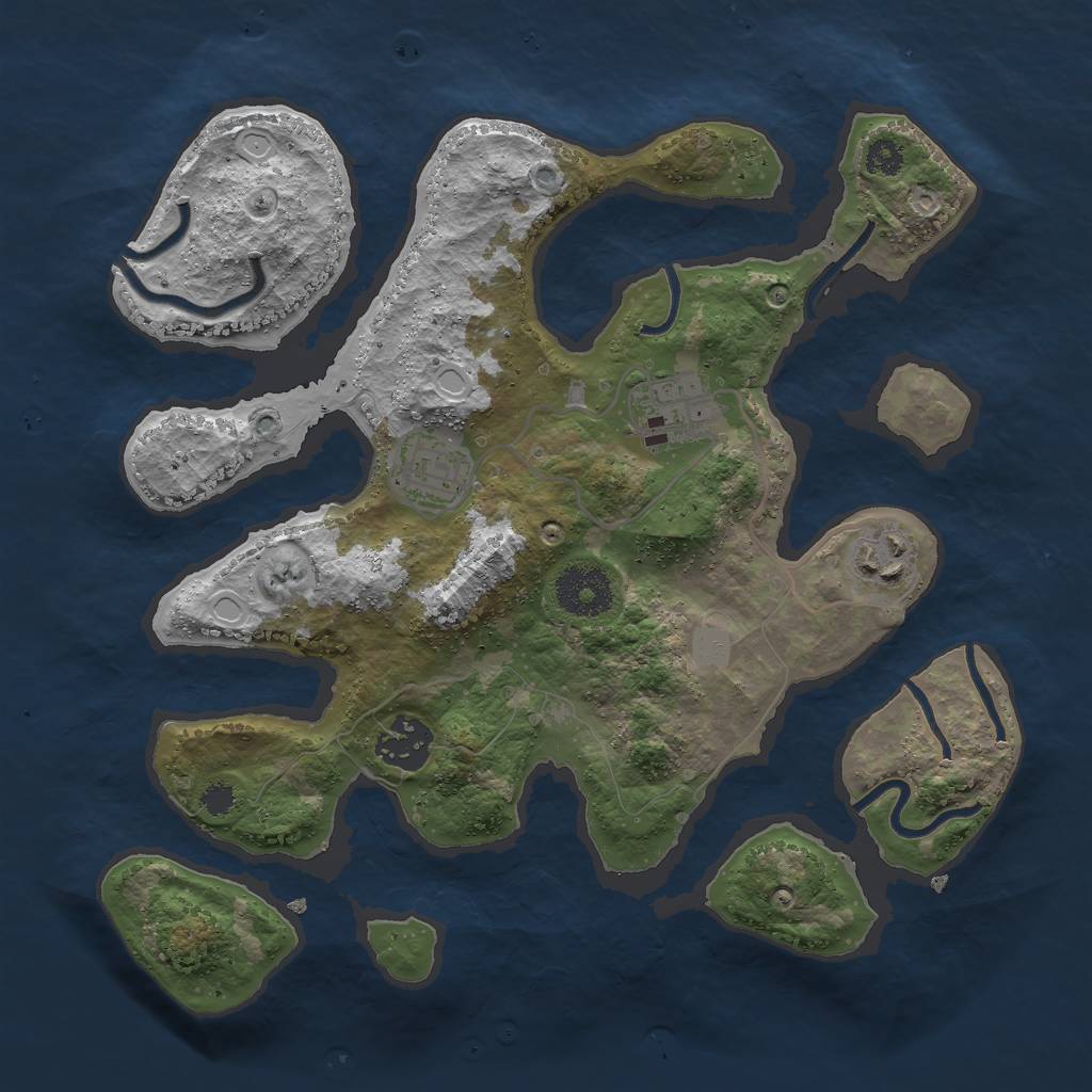 Rust Map: Procedural Map, Size: 3000, Seed: 207930, 9 Monuments