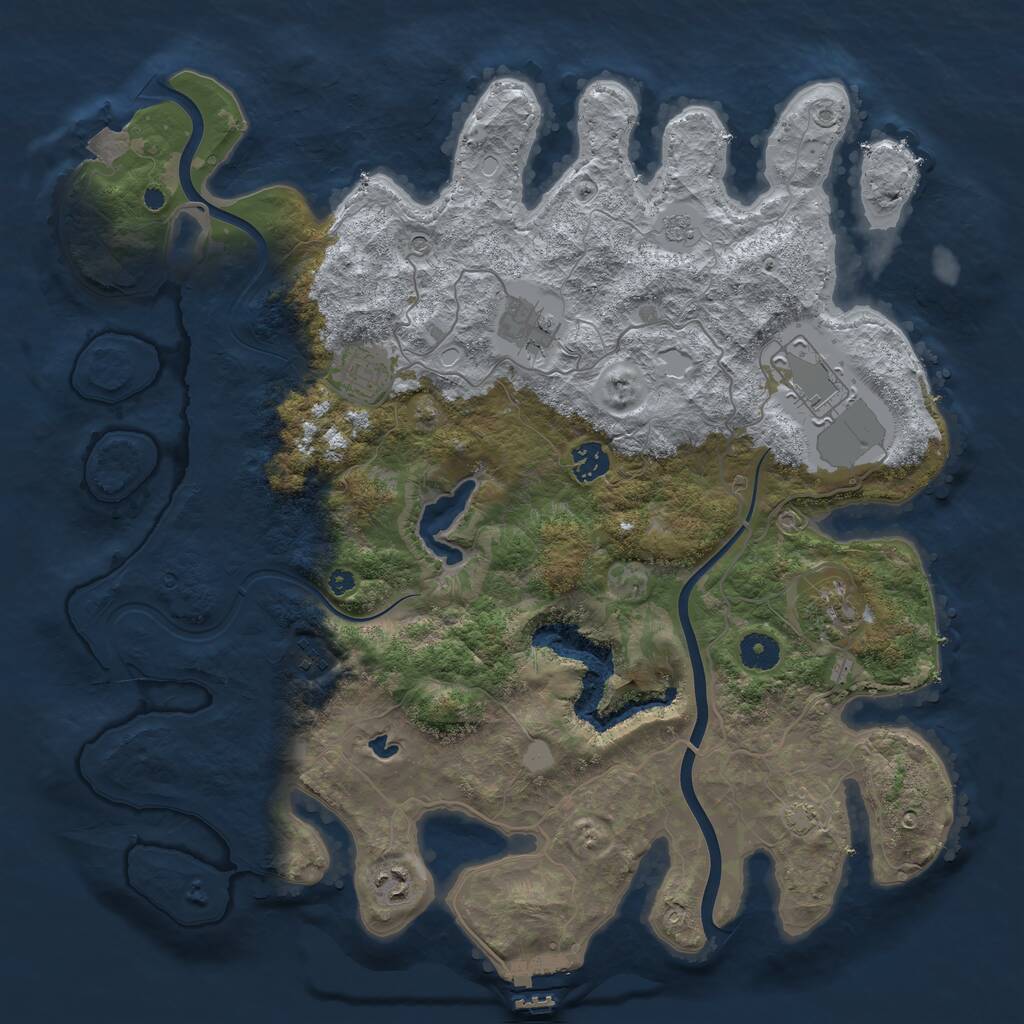 Rust Map: Procedural Map, Size: 4000, Seed: 784443, 12 Monuments
