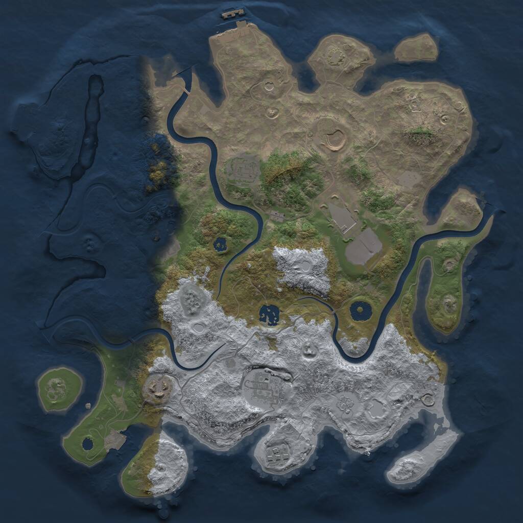 Rust Map: Procedural Map, Size: 3700, Seed: 2038952288, 14 Monuments