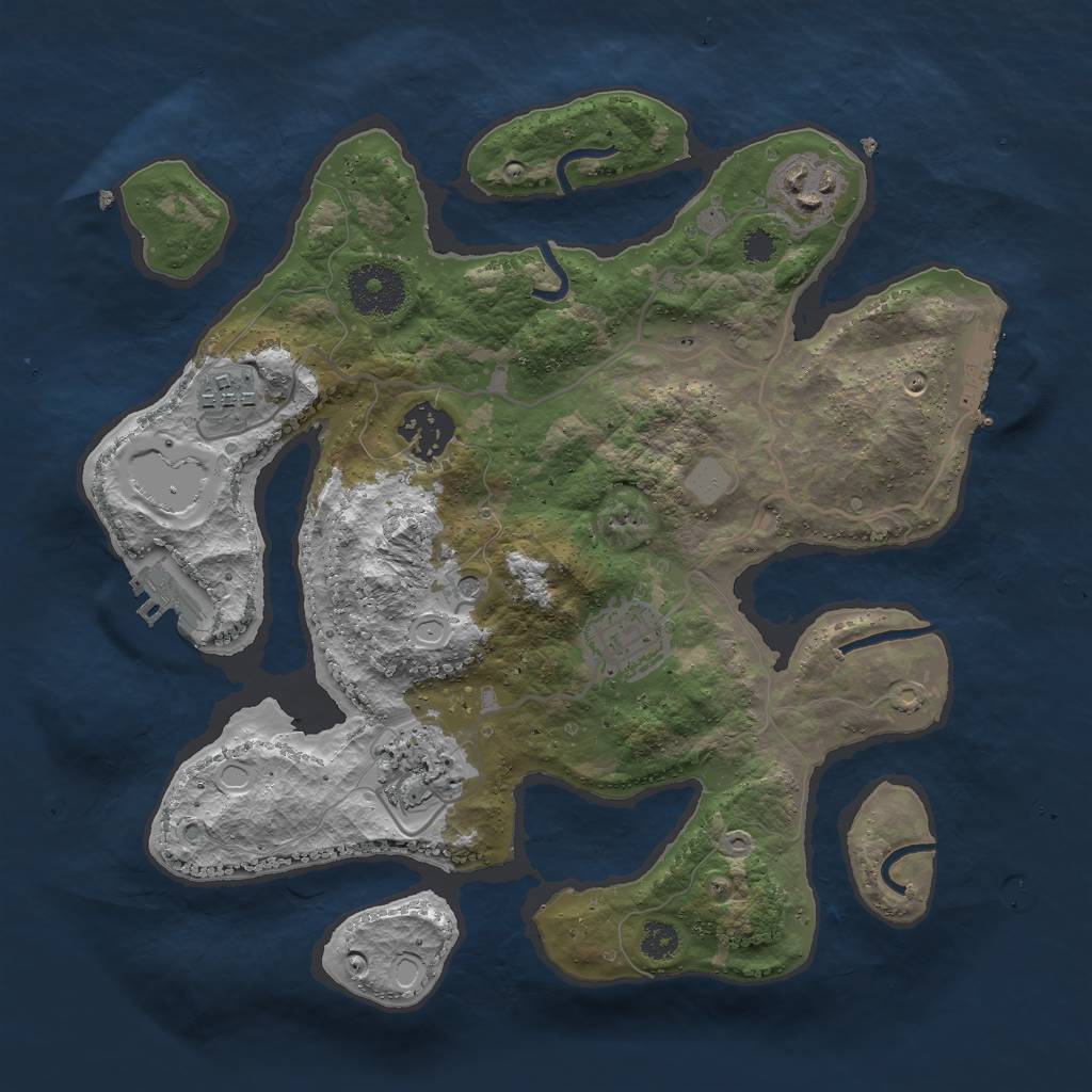 Rust Map: Procedural Map, Size: 3000, Seed: 646845, 13 Monuments