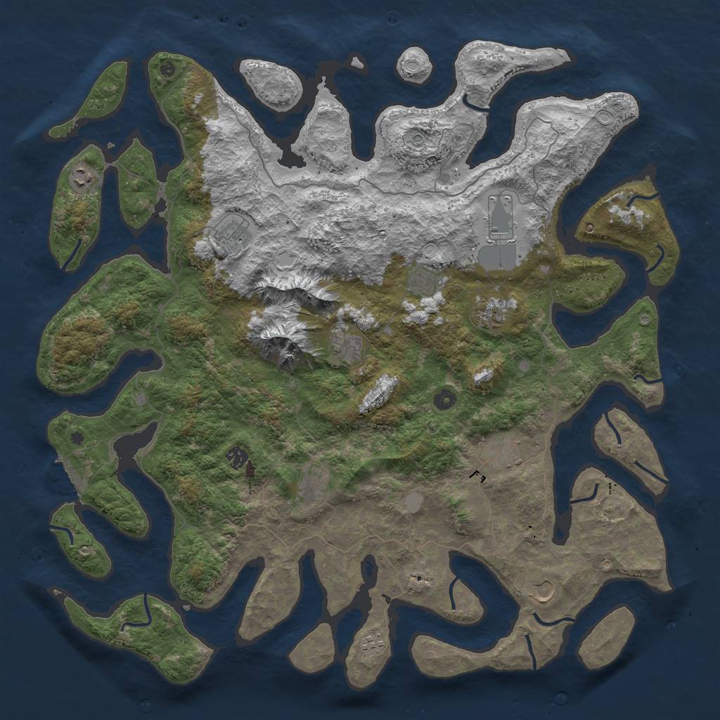 Rust Map: Procedural Map, Size: 5000, Seed: 12749, 18 Monuments