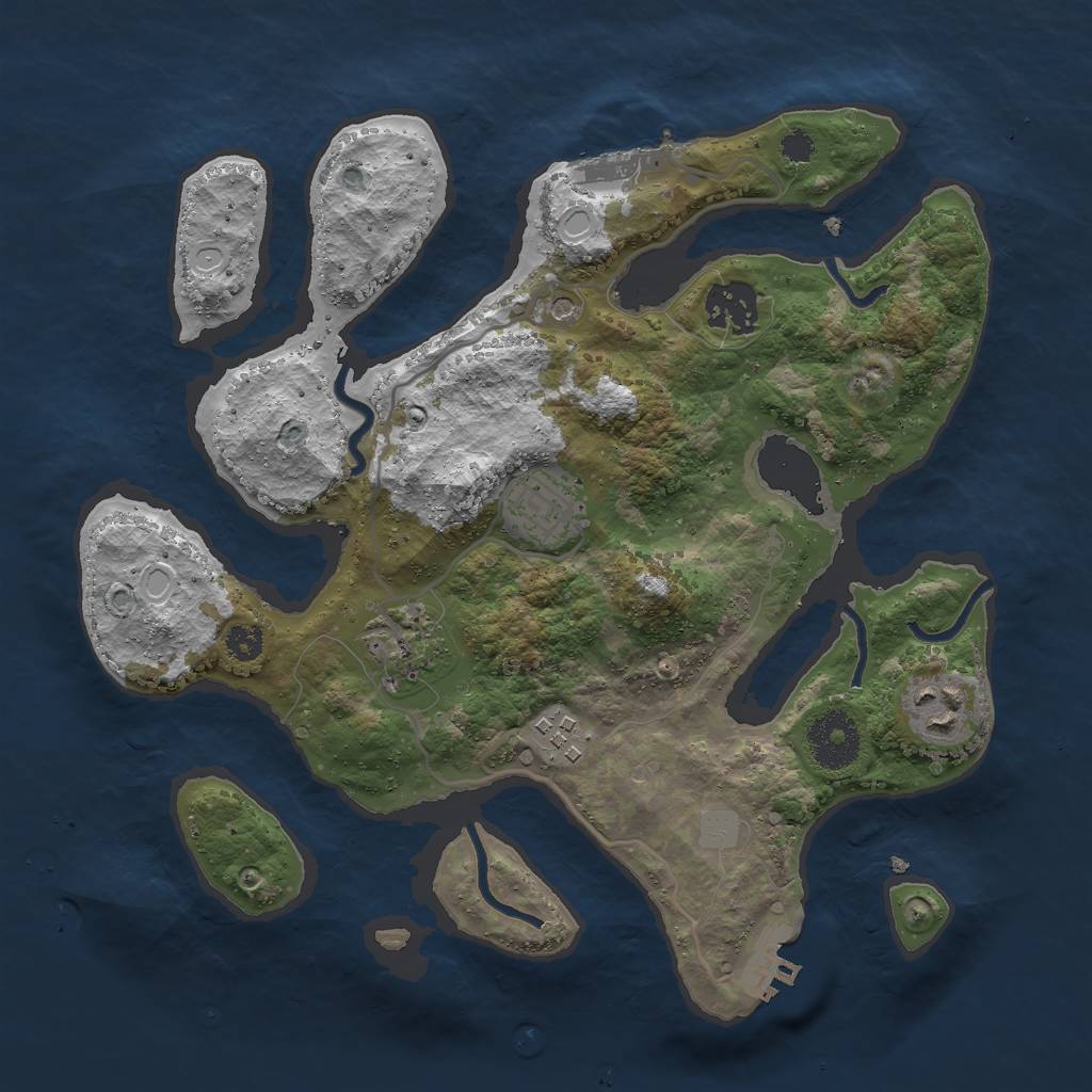 Rust Map: Procedural Map, Size: 3000, Seed: 295523, 13 Monuments