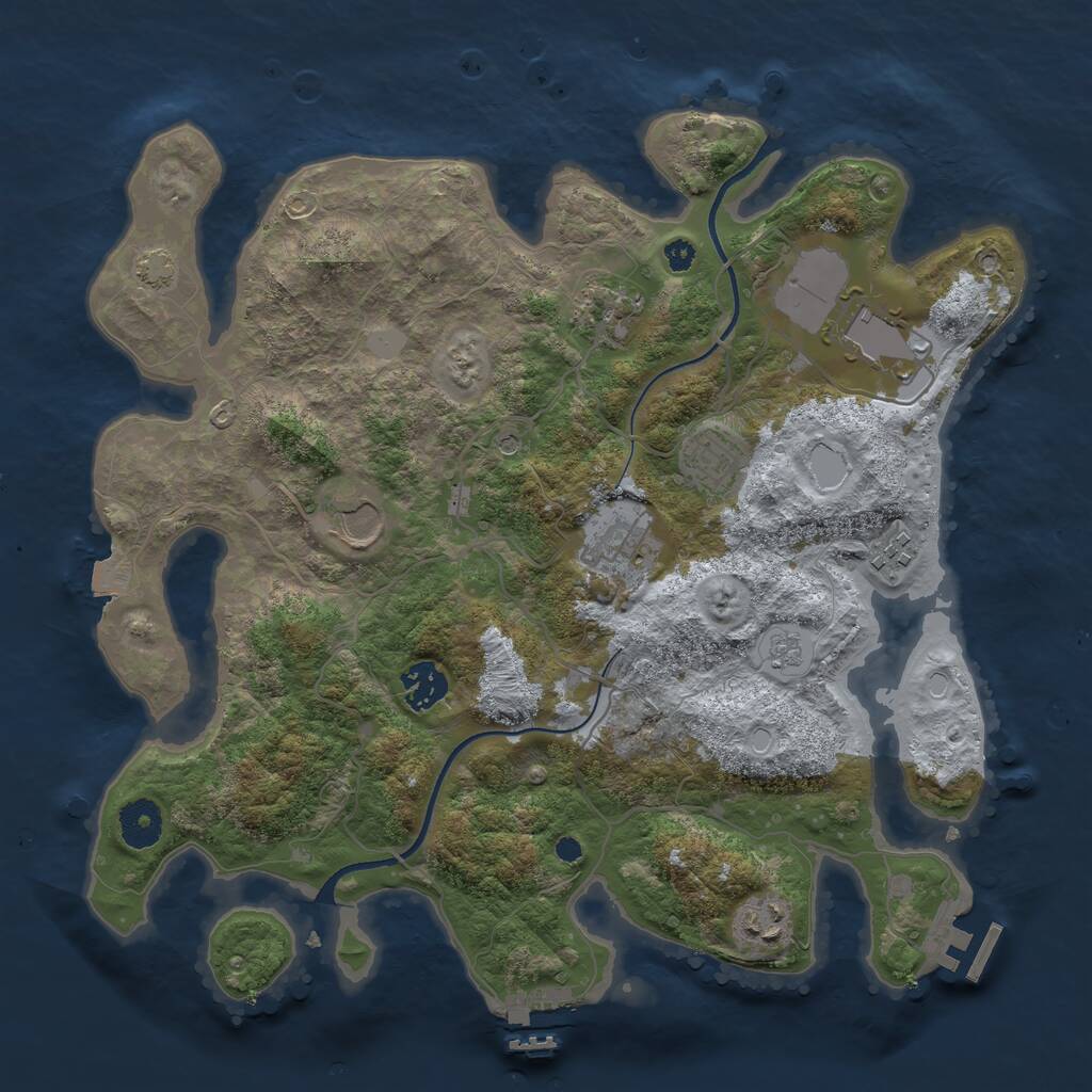 Rust Map: Procedural Map, Size: 3550, Seed: 688265, 14 Monuments