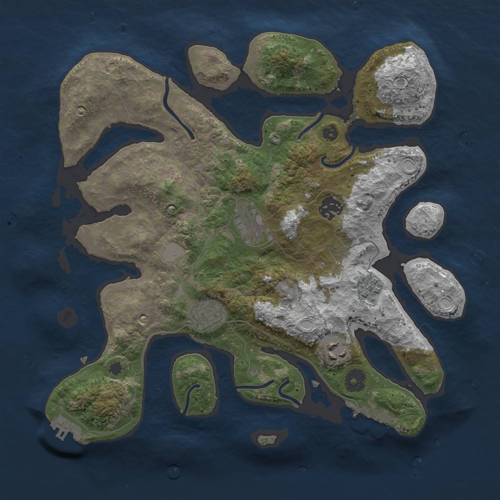 Rust Map: Procedural Map, Size: 3350, Seed: 583745244, 12 Monuments