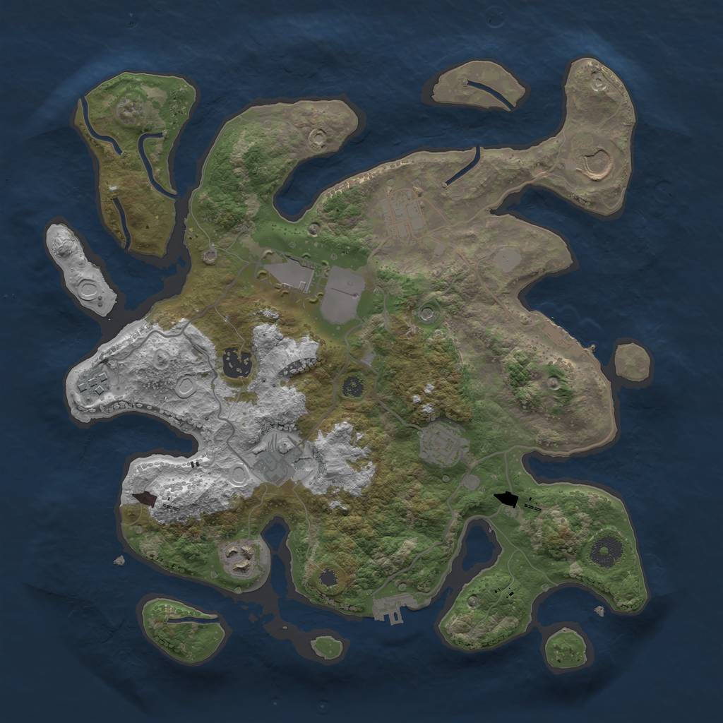 Rust Map: Procedural Map, Size: 3500, Seed: 377376545, 16 Monuments