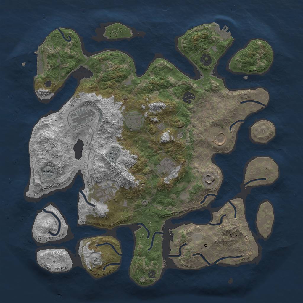 Rust Map: Procedural Map, Size: 3800, Seed: 4653697, 16 Monuments