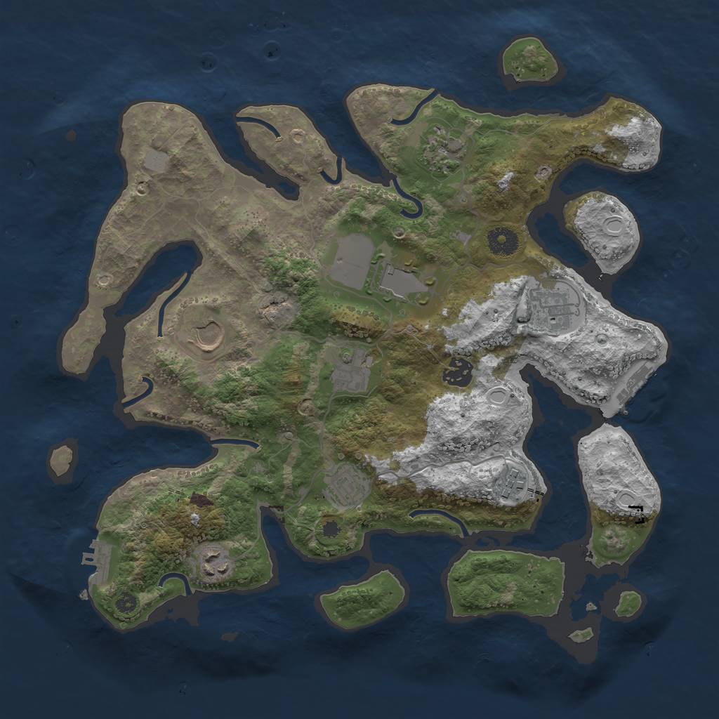 Rust Map: Procedural Map, Size: 3600, Seed: 1901618001, 16 Monuments
