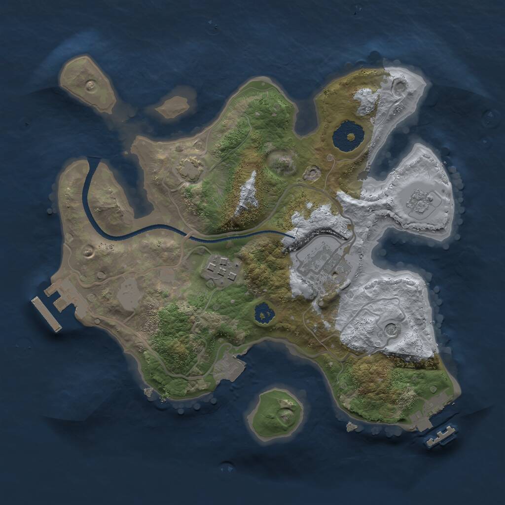 Rust Map: Procedural Map, Size: 2500, Seed: 9672, 8 Monuments