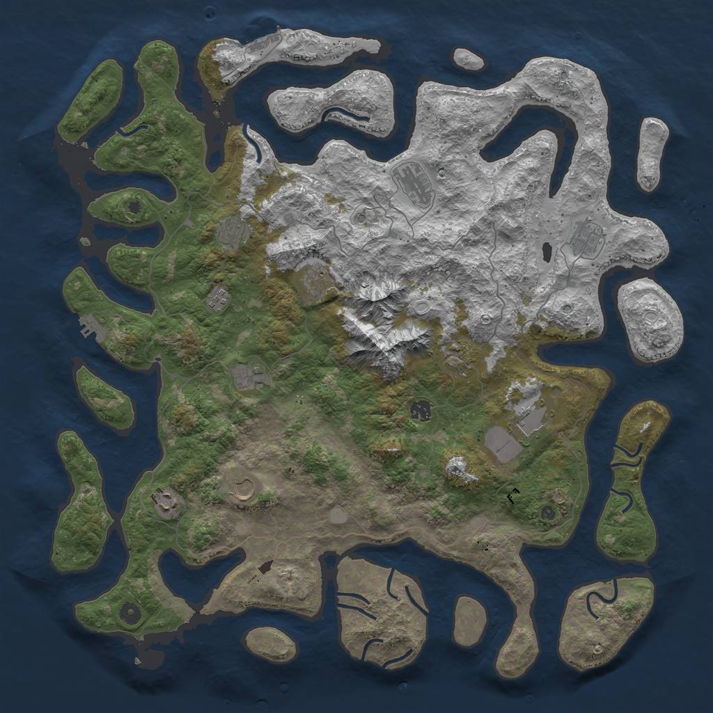Rust Map: Procedural Map, Size: 5000, Seed: 645908, 19 Monuments