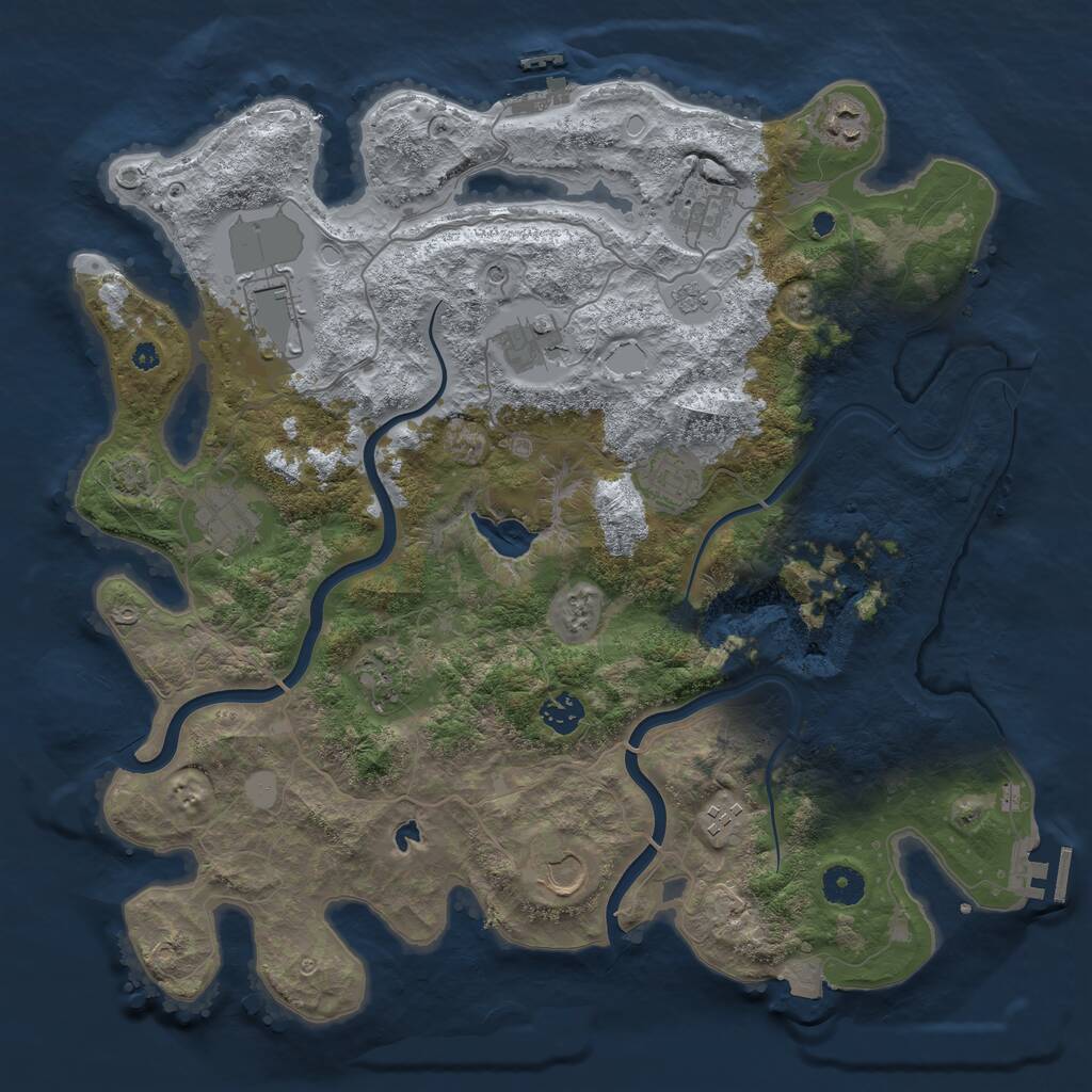 Rust Map: Procedural Map, Size: 4000, Seed: 1278348546, 16 Monuments