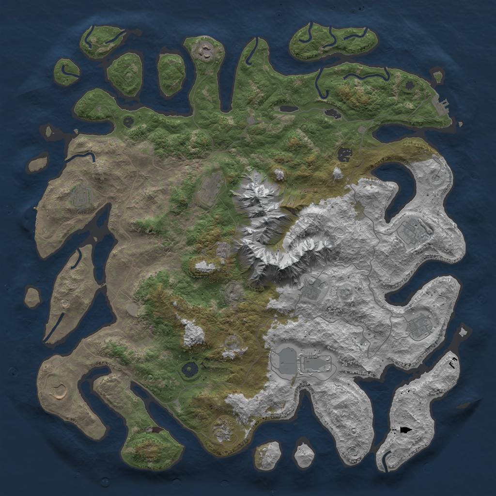 Rust Map: Procedural Map, Size: 5000, Seed: 869390534, 19 Monuments