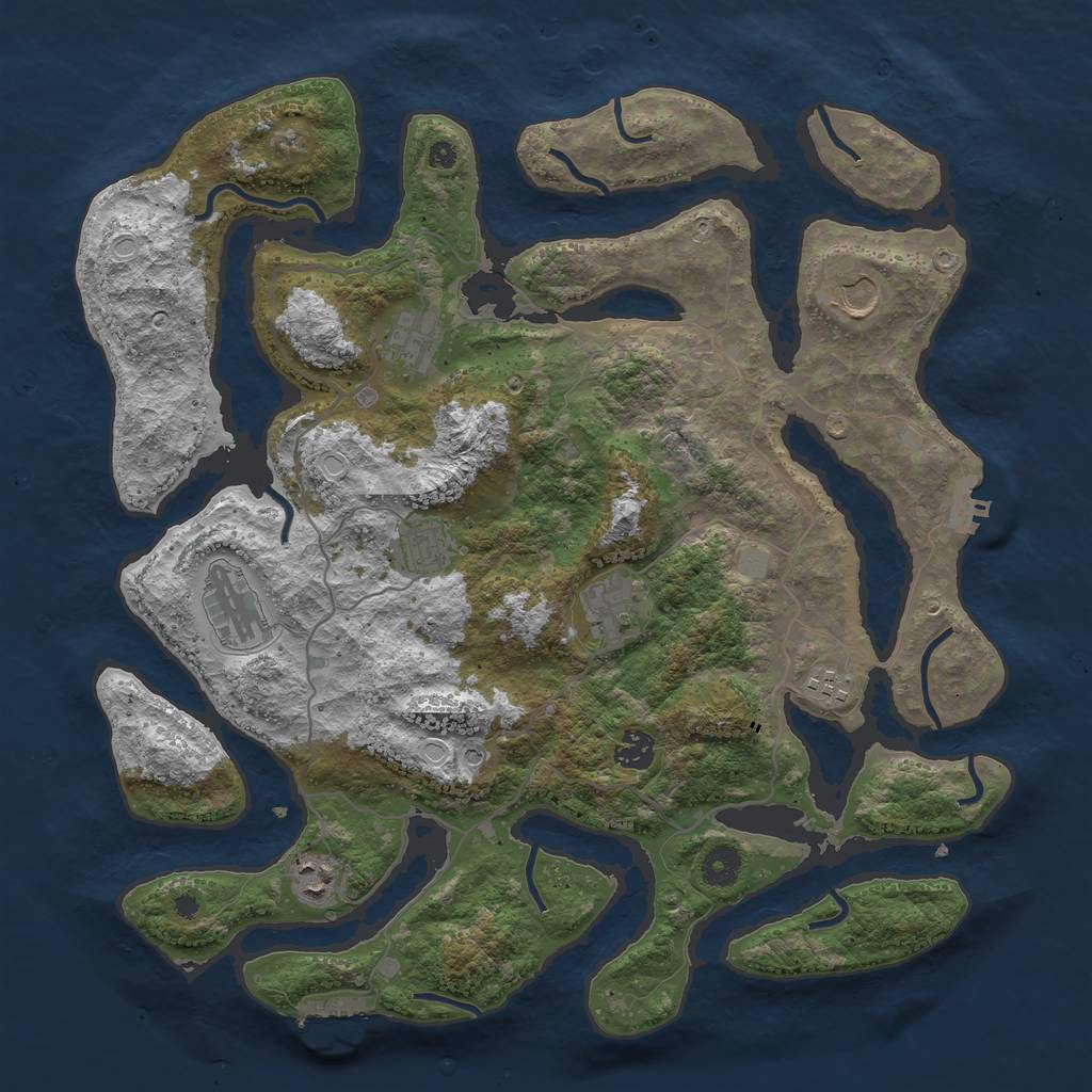 Rust Map: Procedural Map, Size: 4000, Seed: 505231, 16 Monuments
