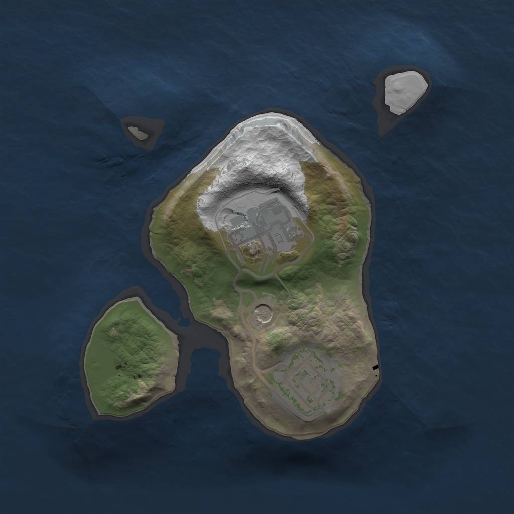 Rust Map: Barren, Size: 1750, Seed: 1, 5 Monuments
