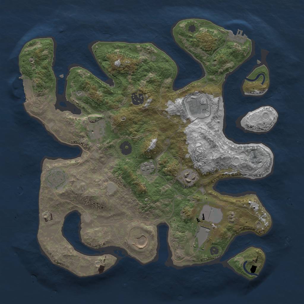 Rust Map: Procedural Map, Size: 3550, Seed: 220679, 16 Monuments