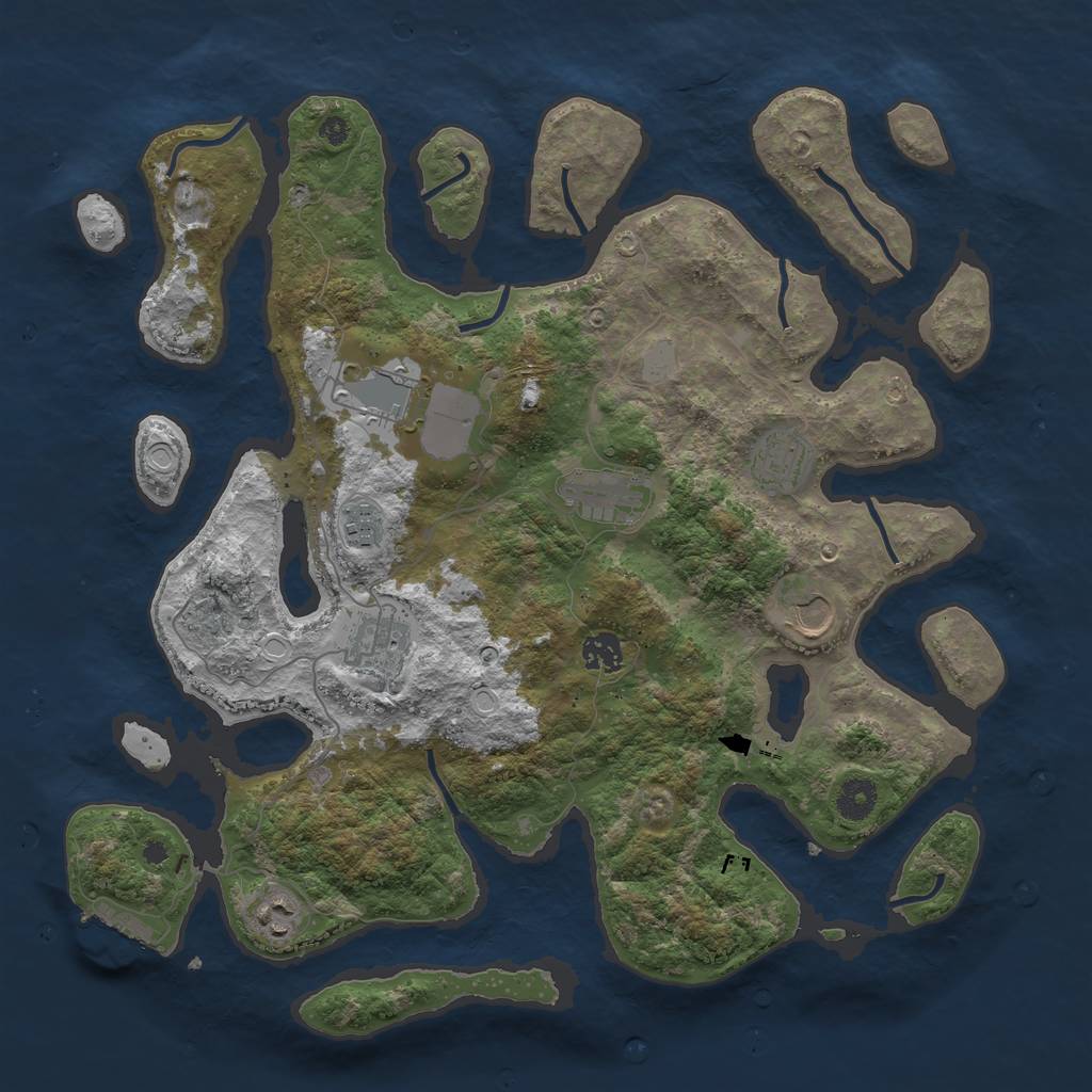 Rust Map: Procedural Map, Size: 3950, Seed: 1623881955, 14 Monuments