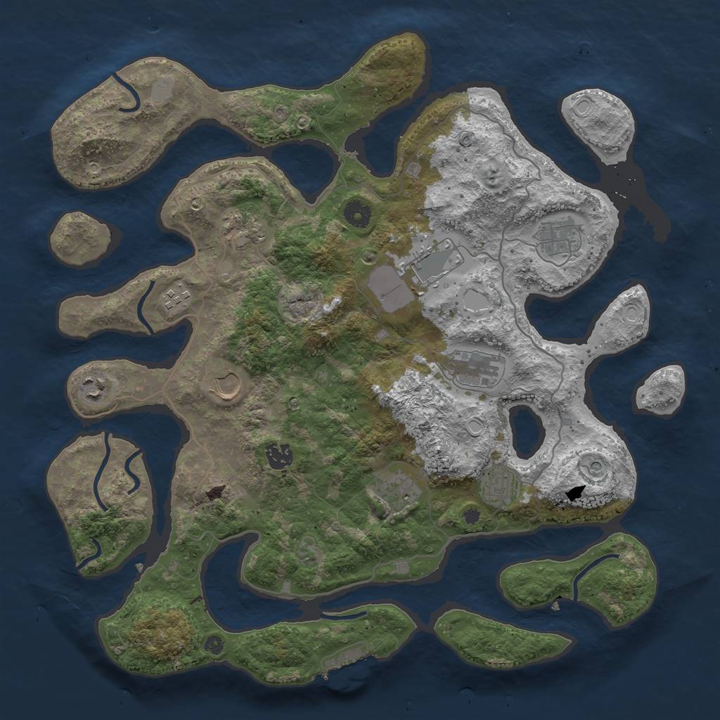 Rust Map: Procedural Map, Size: 4000, Seed: 223343, 17 Monuments